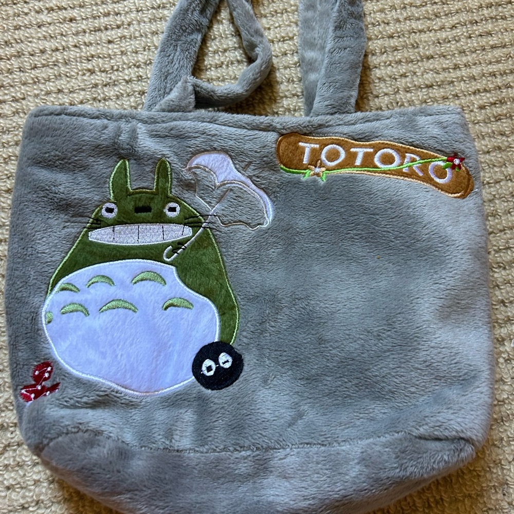 Gray Totoro Plush Tote Bag
